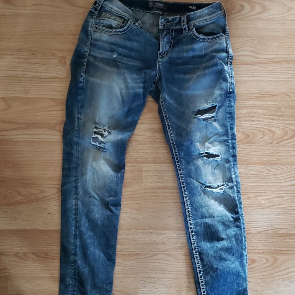 Silver fluid jeans